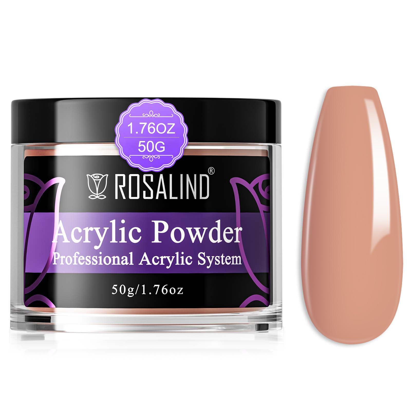 ROSALIND Nude Acrylic Nail Powder 50g/1.76oz Acrylic Nude Powder for Nail Acrylic Extension, Professional Crystal Polymer Nail Powder Acrylic Nail