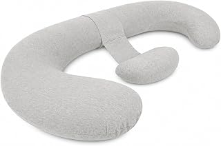 QUEEN ROSE Cooling E Shaped Pregnancy Pillow Cover, Maternity Body Pillowcase, Grey