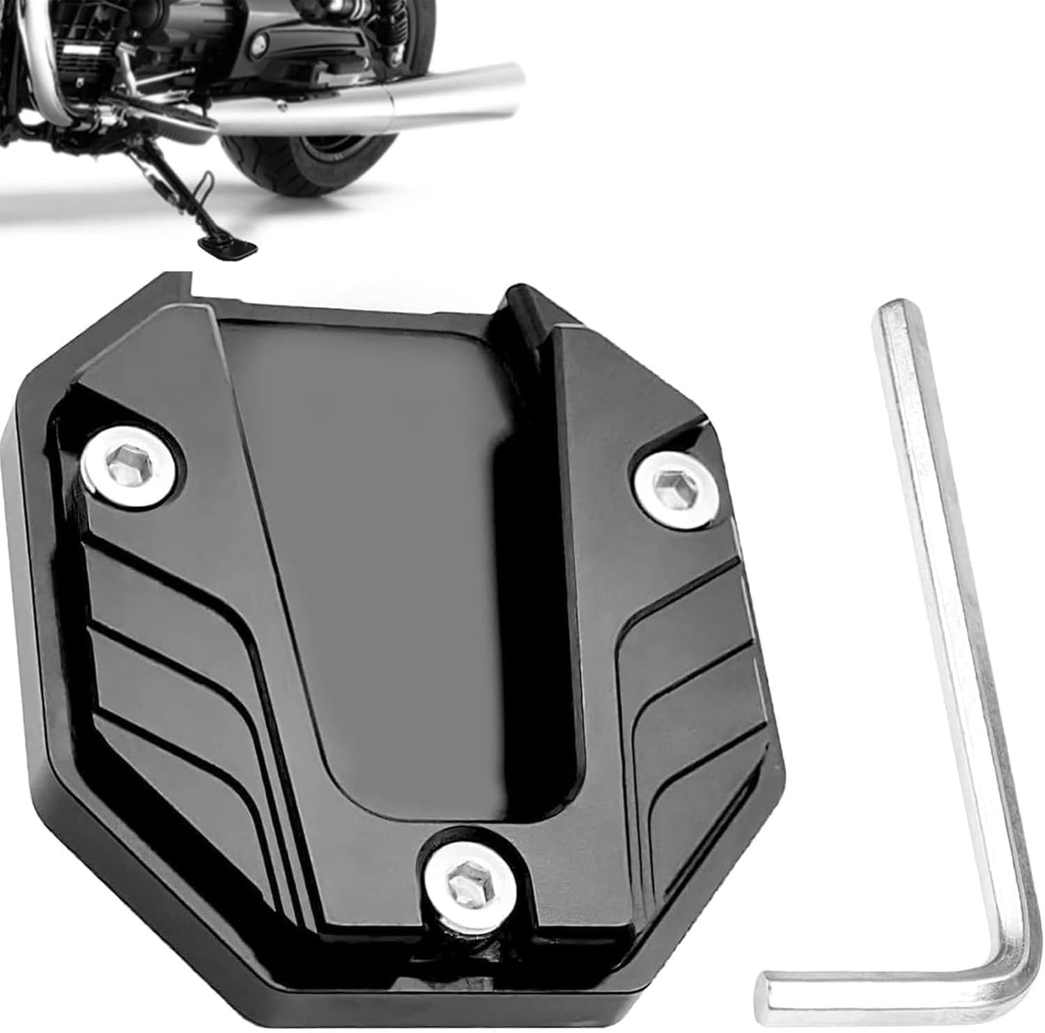 VAPORVERSE Motorcycle Kickstand Pad for Aprilia SRGT200 SR GT200 SRGT 200, Premium Aluminum Alloy Side Stand Extension Base Plate Enlarger Parking Support,Black
