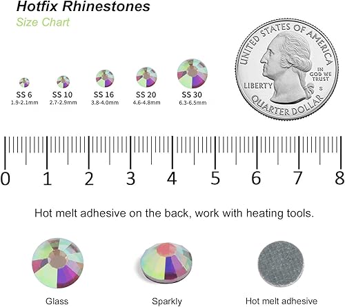 Vista 206 de 6000 diamantes de imitación termoadhesivos a granel, diamantes de imitación azules para ropa de manualidades, cristales termoadhesivos