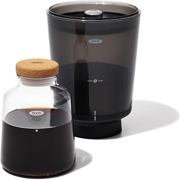 OXO Brew Cold Brew Concentrated Coffee Maker with Cold Brew Coffee Dripper  5-7 Cups  Space Saving Storage  Iced Coffee  Hot