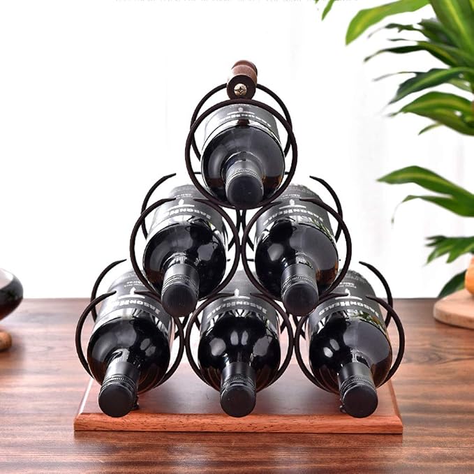 Soporte de vino de hierro forjado para 6 botellas, decoración para hogar miniatura 2