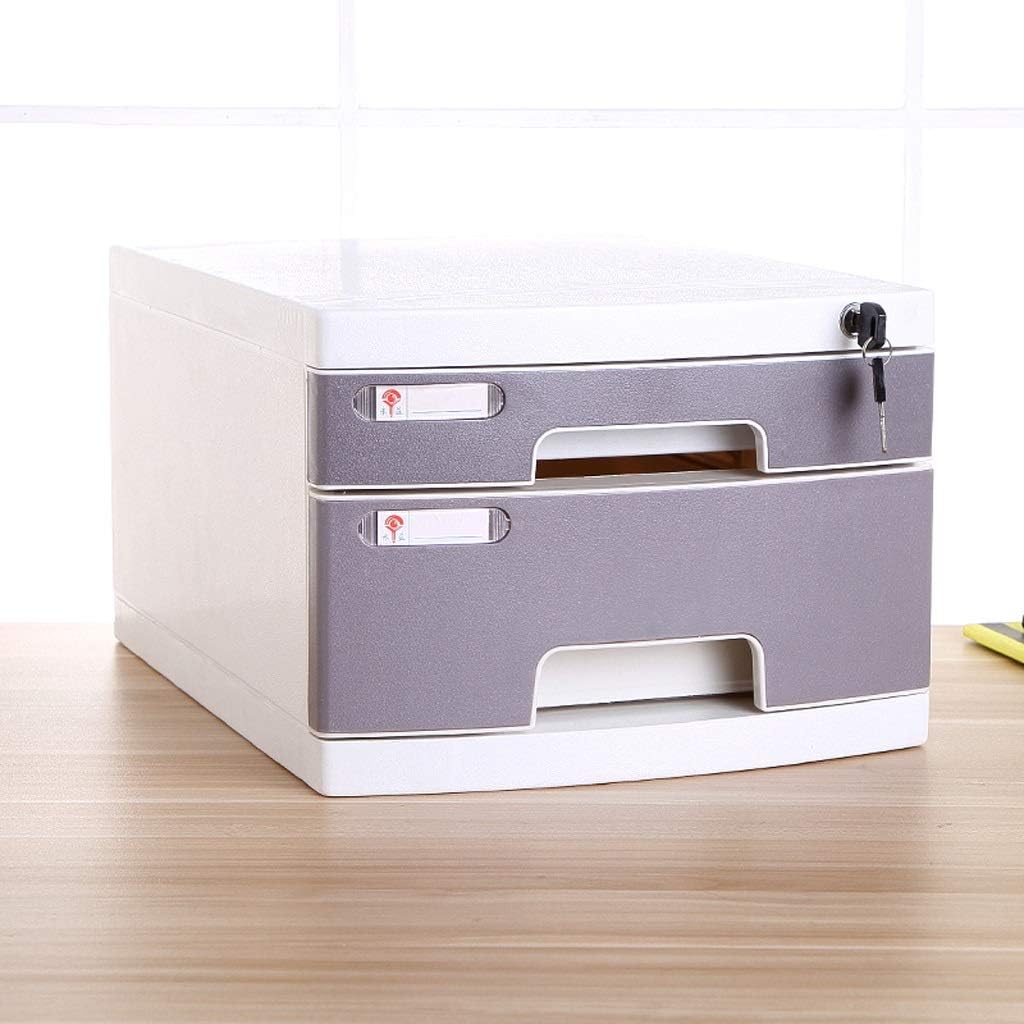 File Shelf Cabinet Office Storage File Organisers,Lockable,Plastic Desktop Organizer Desk File Holder for Office and Home (Color : Gray)
