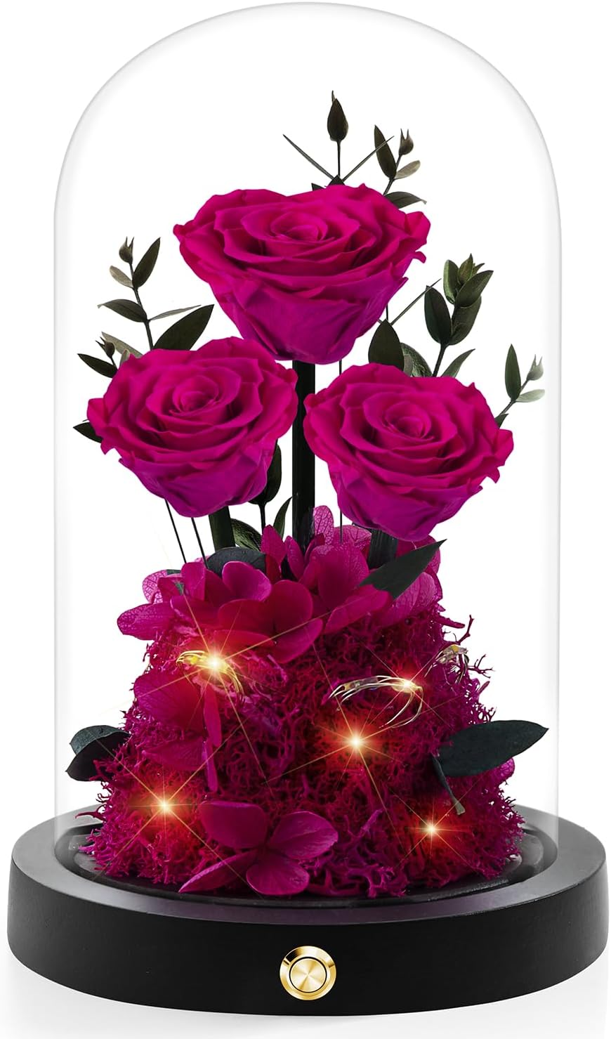 Valentines Day Flowers Roses Gifts for Her,Forever Real Preserved Roses in Glass Dome,Valentines Day Anniversary Birthday Gifts for Wife Girlfriend Women Mom Best Friend Her/Rose
