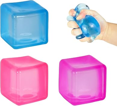 3Pcs Stress Cube Squishy Toy, Soft Sensory Stress Relief Squeeze Toy