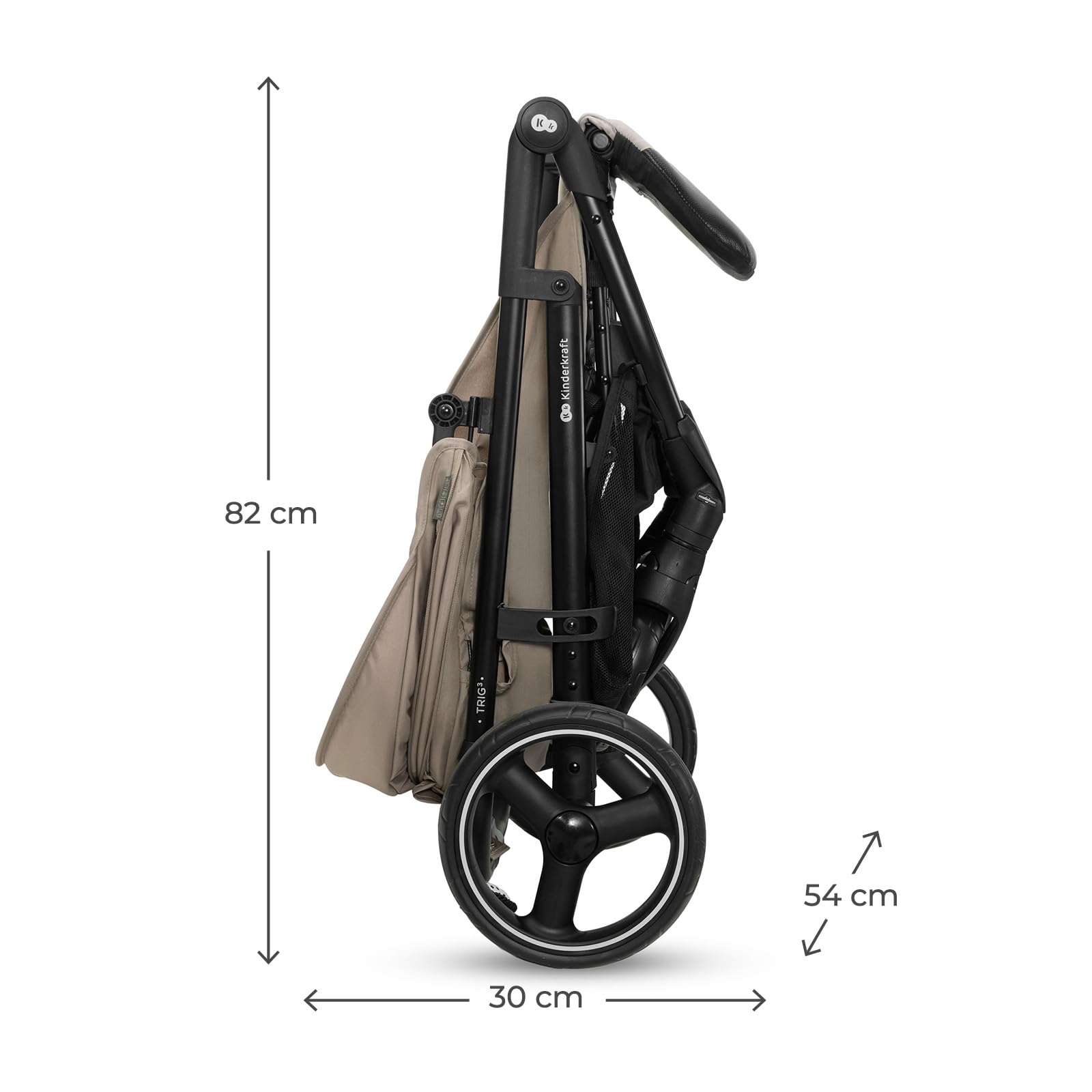 Kinderkraft TRIG 3 con vassoio, Passeggino 22 kg, CLICK & FOLD, Beige