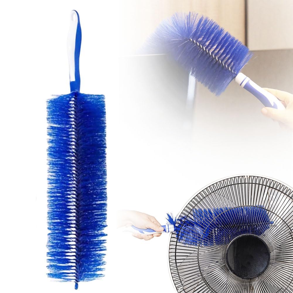 Ehoter Blue Flexible Fan Dusting Brush 2024 Non-Disassembly Fan Cleaning Brush Bendable Fan Cleaner Dust Brush Cobweb Corner Brush Microfiber Duster For Sewer Screen Window Blinds Gaps (Blue)