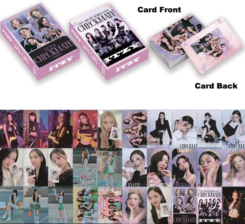 AntaQuyaN 5 Pack/150 Pcs ITZY Lomo Card Kpop Photocards Greeting Card with Postcards, black - Image 5