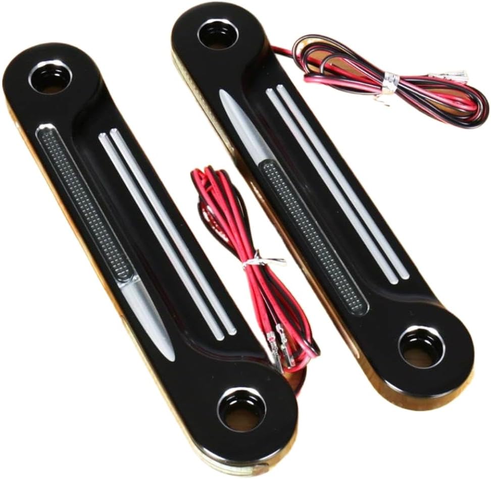 Front Aluminum Shallow Cut LED Flush Fork Turn Signals Brackets Compatible with Touring Electra Street Trike 2014 2022 Models Universal Fit(All Black)