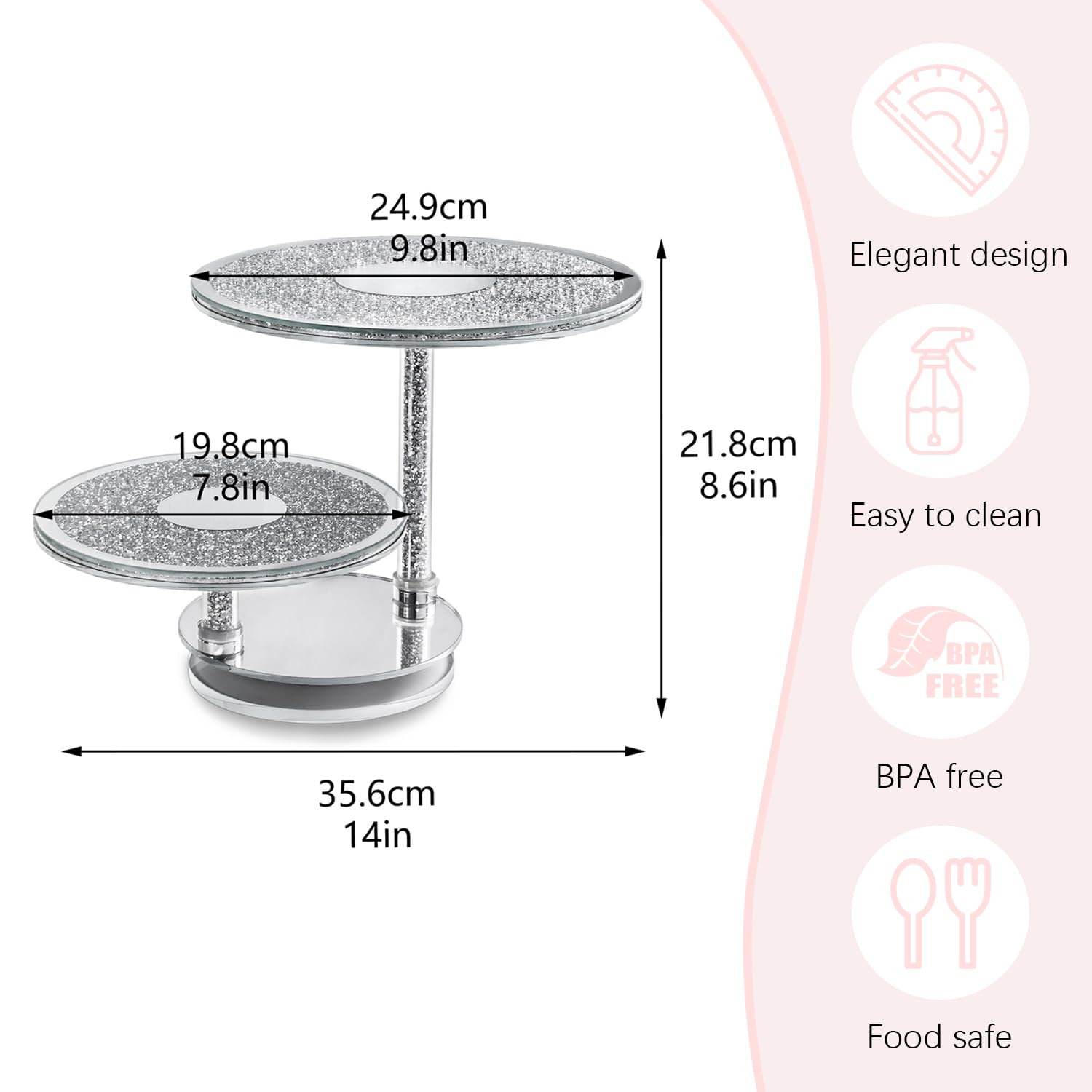 kanpura Soporte de cristal para 15 cupcakes, torre de 2 niveles, bandeja escalonada con base giratoria, soporte de postre para cumpleaños, graduación, baby shower, fiesta de té