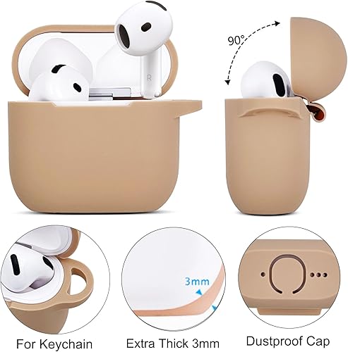Miniatura 4 de Funda compatible con AirPods 4, funda protectora de silicona para Airpod 4 con llavero brillante, funda para auriculares inalámbricos Apple AirPods