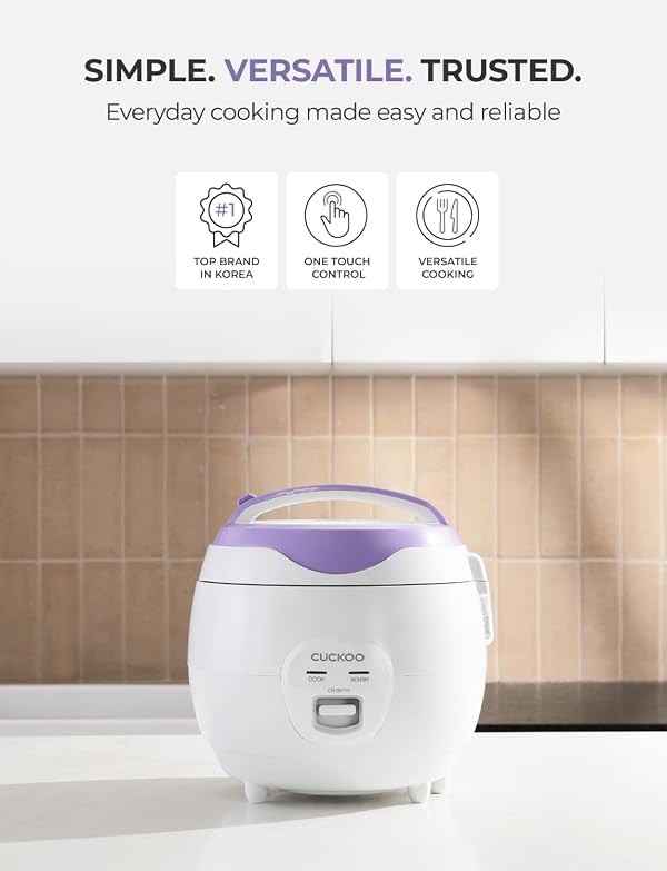 CUCKOO Basic Rice Cooker 6-Cup Uncooked / 12-Cup Cooked, Versatile Rice Maker with Non-Stick Inner Pot, Easy to Use, Auto Keep Warm, White/Purple (CR-0671V) by CUCKOO - Used condition - Image 2