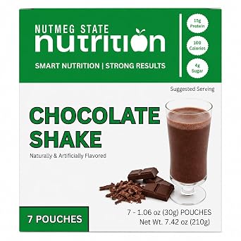 Nutmeg State Nutrition - High Protein Shake Mix, 15g Protein, 100 Calories, 4g Sugar, Low Fat, Keto Friendly, 7 Packets Per Box 1 Box, Chocolate