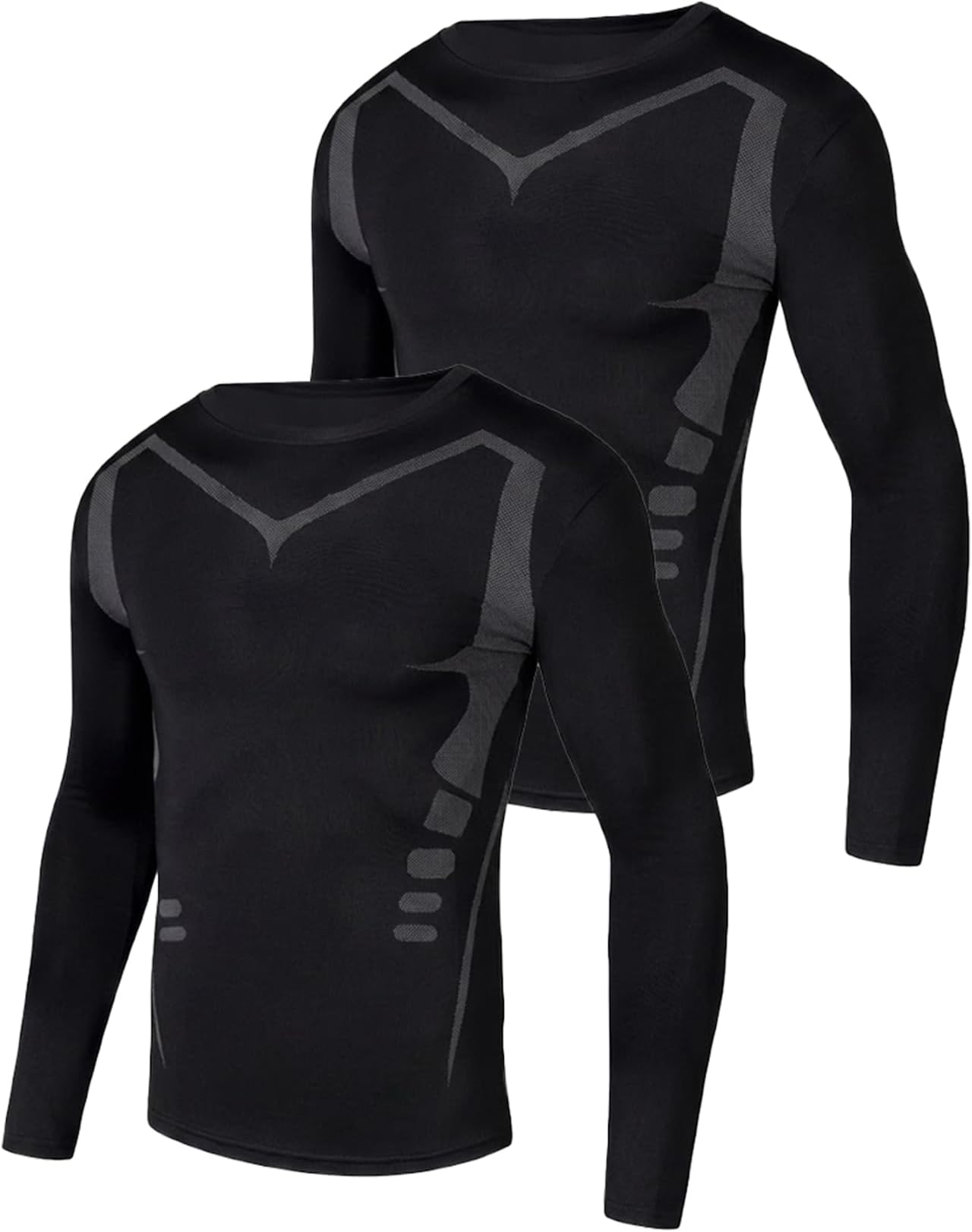2 Pack Long Sleeve Compression Shirts for Men Cool Dry Athletic Undershirt Workout Tops Base Layer for Running