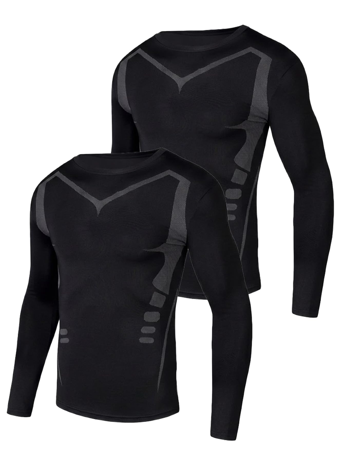 2 Pack Long Sleeve Compression Shirts for Men Cool Dry Athletic Undershirt Workout Tops Base Layer for Running