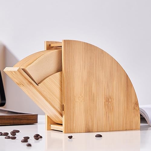 Miniatura 3 de Kichvoe Soporte de filtro de café con forma de ventilador, estante de almacenamiento de papel de café, contenedor de papel de filtro de café,