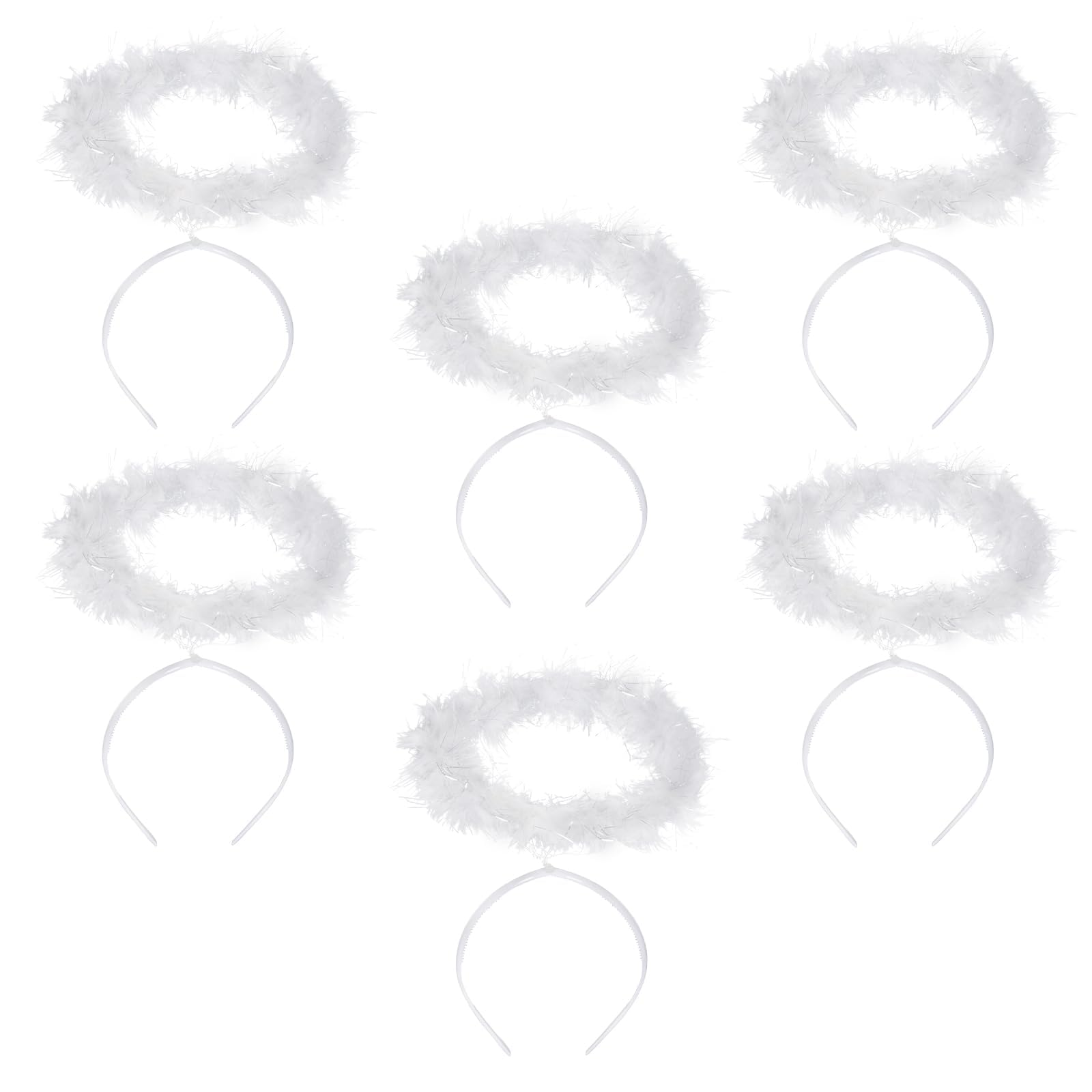 mifengdaer 6 Pieces Angel Halo Headband Feather Angel Halo Headband Costume Halo Headbands for Halloween Party Christmas (6)