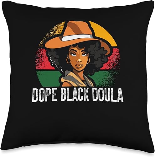 Doula - Almohada afroamericana de 16 x 16 pulgadas, multicolor