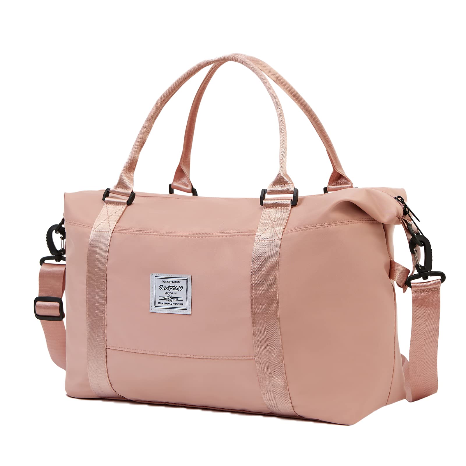 Travel Duffel Bag for Women, Overnight Weekender Bag for Traveling, Waterproof Sports Tote Gym Bag, Carry-on Bag with Wet Pocket for Airplanes, Gym, Yoga, School (Pink)