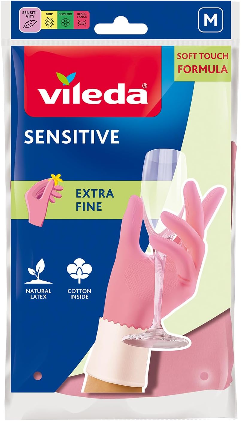 Vileda, Sensitive Gloves, Pink, Medium, PK27904