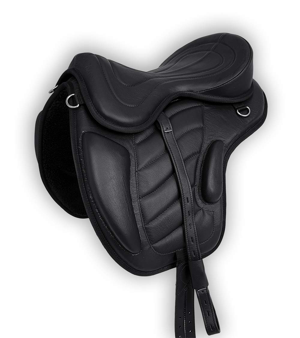 A&M Reitsport Baumloser Wanderreit Sattel Liberty aus Rindsleder Schwarz NEU+ Zubehör, Größe:17 Zoll