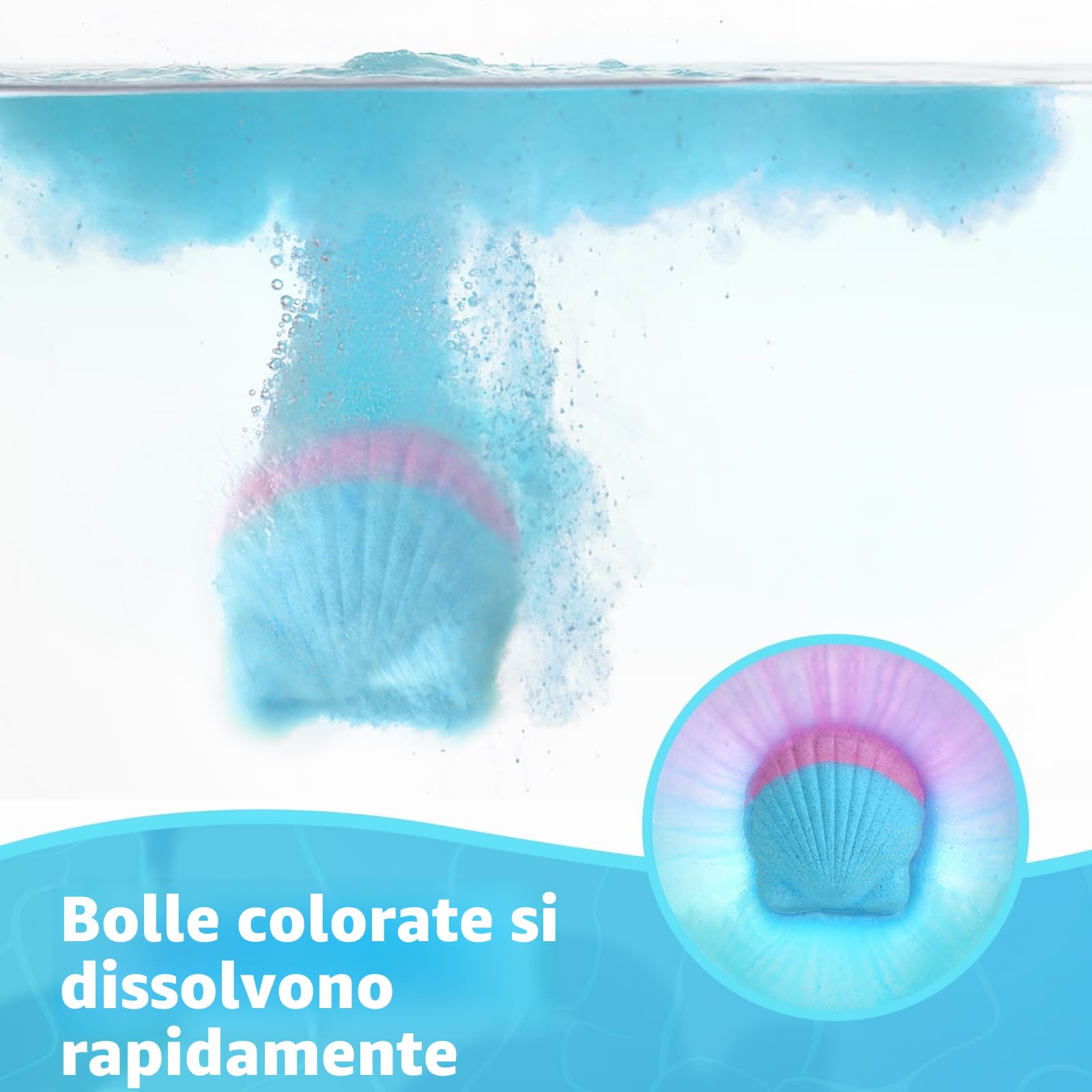 Bombe da bagno per bambini con sorpresa all'interno, 6 PCS bombe da bagno organiche per ragazze e bambini di età compresa tra 3 e 12 anni, set regalo palla da bagno compleanno con braccialetti sirena