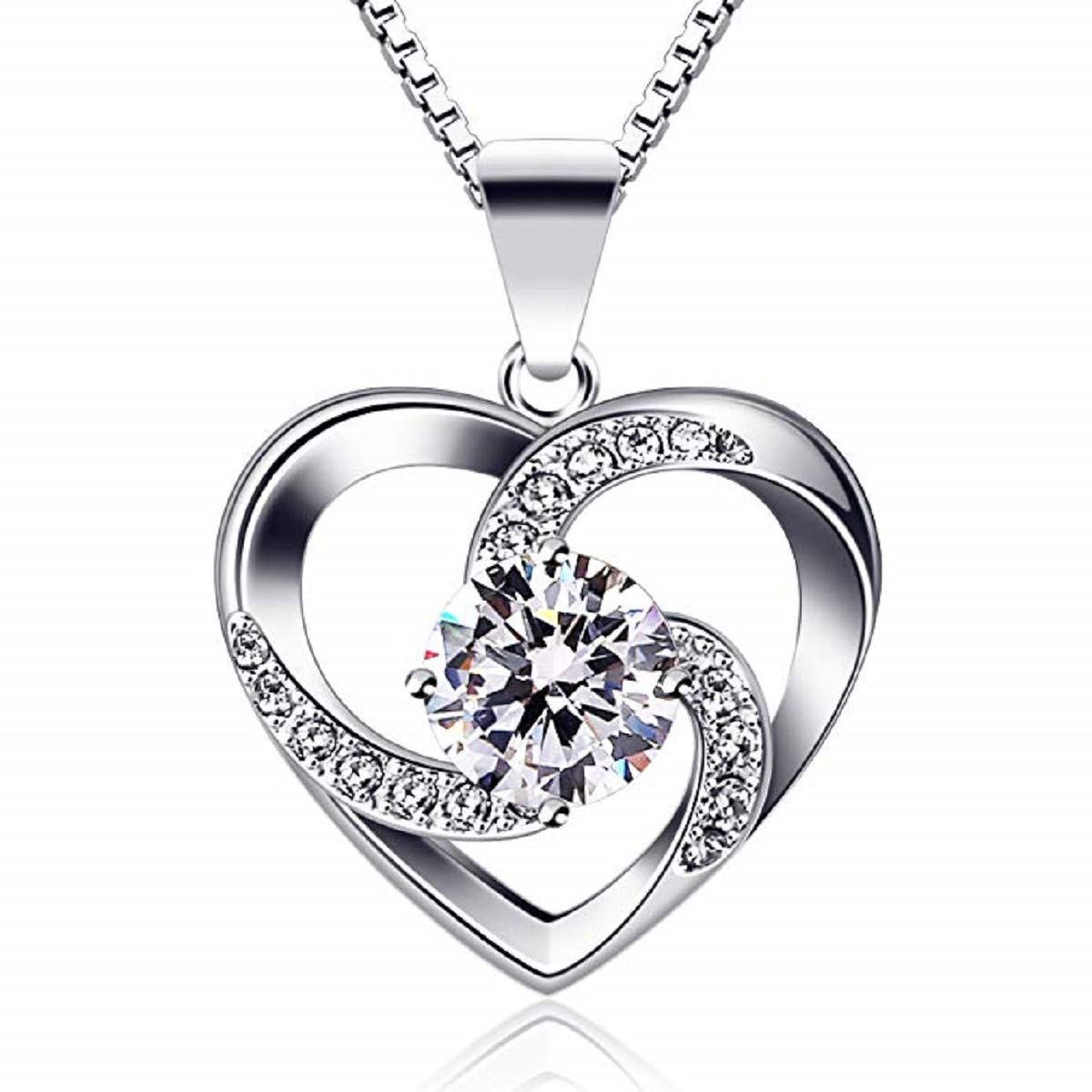 Miya Silver Miya® 925 Sterling Chain Necklace With Crystal Heart