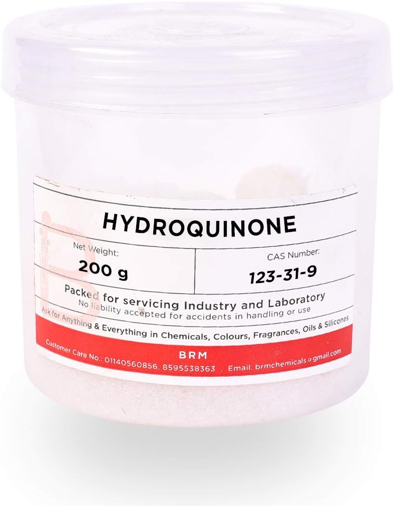 BRM Chemicals Hydroquinone - 200 Grams For Serum Making, Beauty Formulations, Cosmetic Making & DIY Personal Care For Face, Hair, Skin & Body