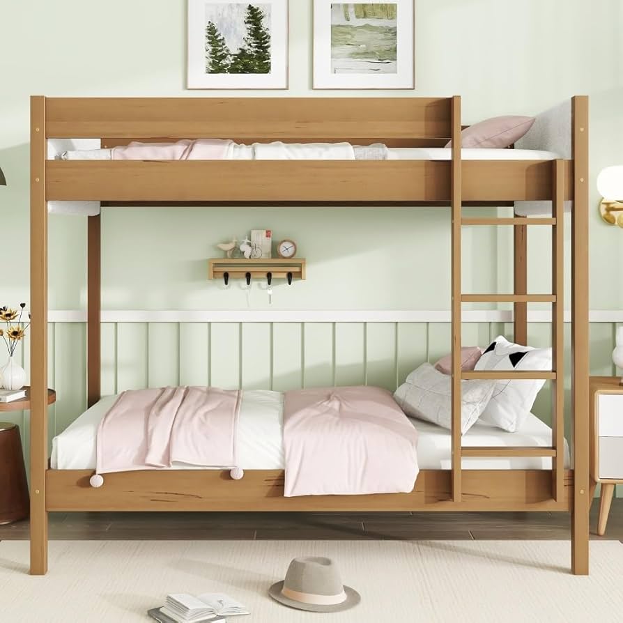 つむぎ Amazon.com: ZHZXWKK Twin Over Twin Bunk Bed, Upholstered