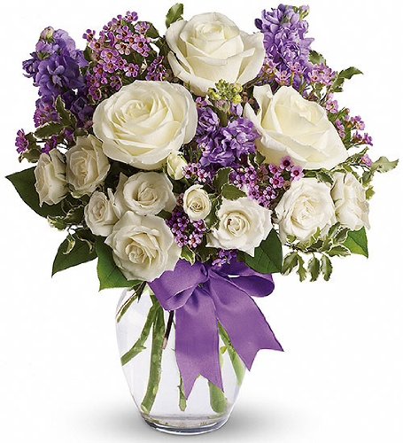 Luxury Fresh White Roses & scented stock with wax flowers Bouquet - Perfect for any occasion - UK mainland delivery Only