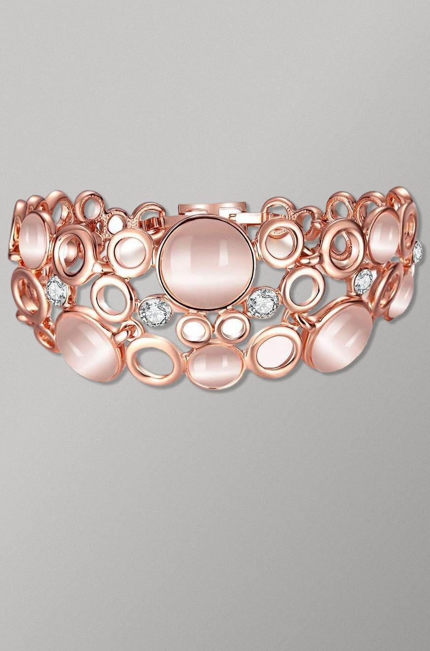 YouBella Jewellery Bracelets for Women Stylish Rose Gold Plated Crystal Bracelet Bangle Jewellery for Girls and Women