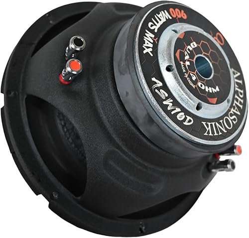 Miniatura 2 de Alphasonik ASW10D AS Series 10 pulgadas 900 vatios máx.  300 vatios RMS Dual 4 Ohm subwoofer para coche con sello cesta de acero con imán de