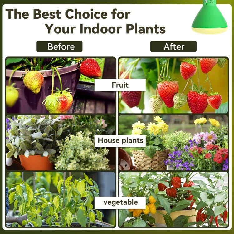 6 Pack Selectable Full Spectrum BR30 Grow Light Bulbs for Seeding, Growing, Flowering, 120w Equivalent E26 Base Non-Dim LED Flood Light Bulb for Indoor Flowers, Fruit, Greenhouse, hydroponic