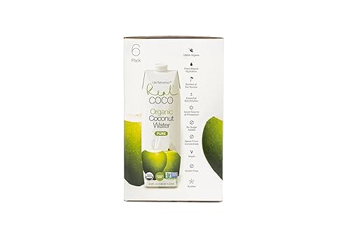 Miniatura 3 de Real Coco - Agua de coco pura orgánica (paquete de 6, 1 litro), orgánica USDA, sin azúcar añadida, a base de plantas, empaquetada con electrolitos,