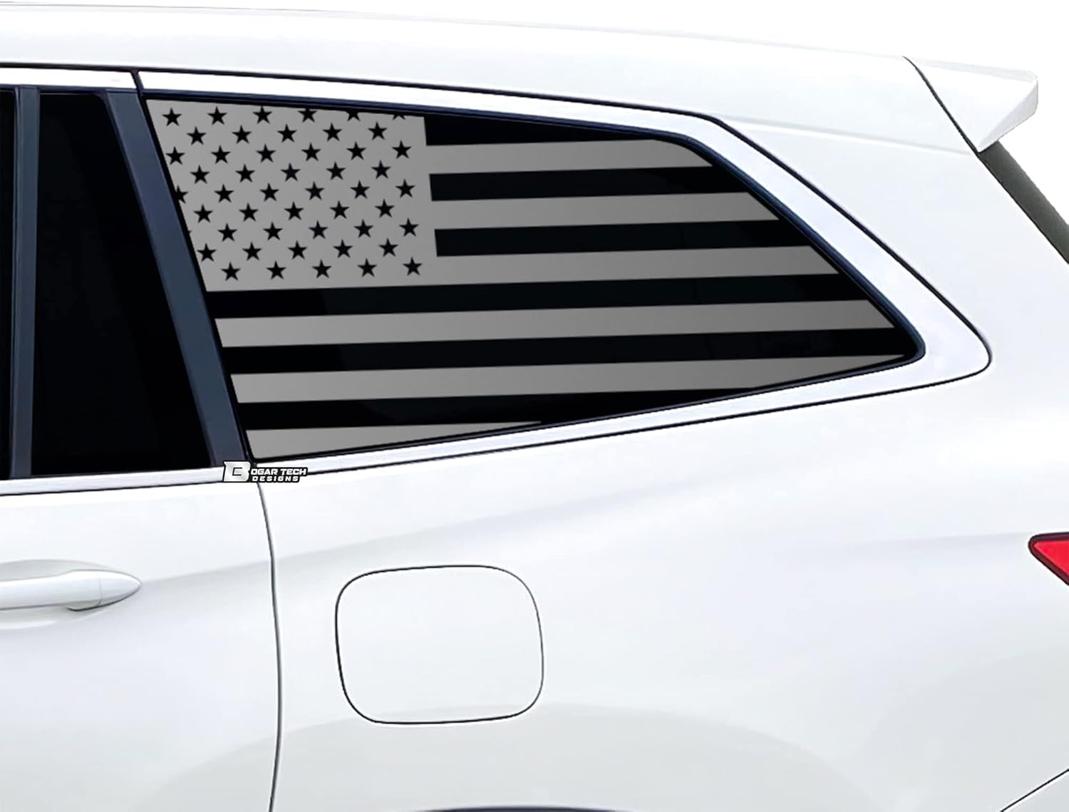 BOGAR TECH DESIGNS Precut Quarter Window American Flag Vinyl Decal Sticker Compatible with Honda Pilot 2016-2022, Matte Black