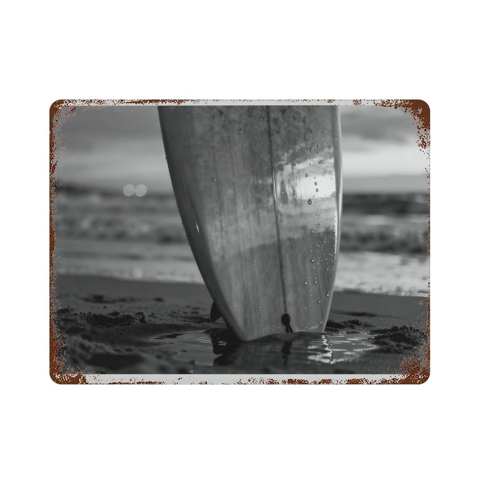 xiaoxiaoshen Black And White Surfboard Wall Decoration - Retro Beach Style Wall Decor Art Metal Tin Poster Modern Home Decor Art Home Bar Shop Decorations Vintage Sign 30x40cm