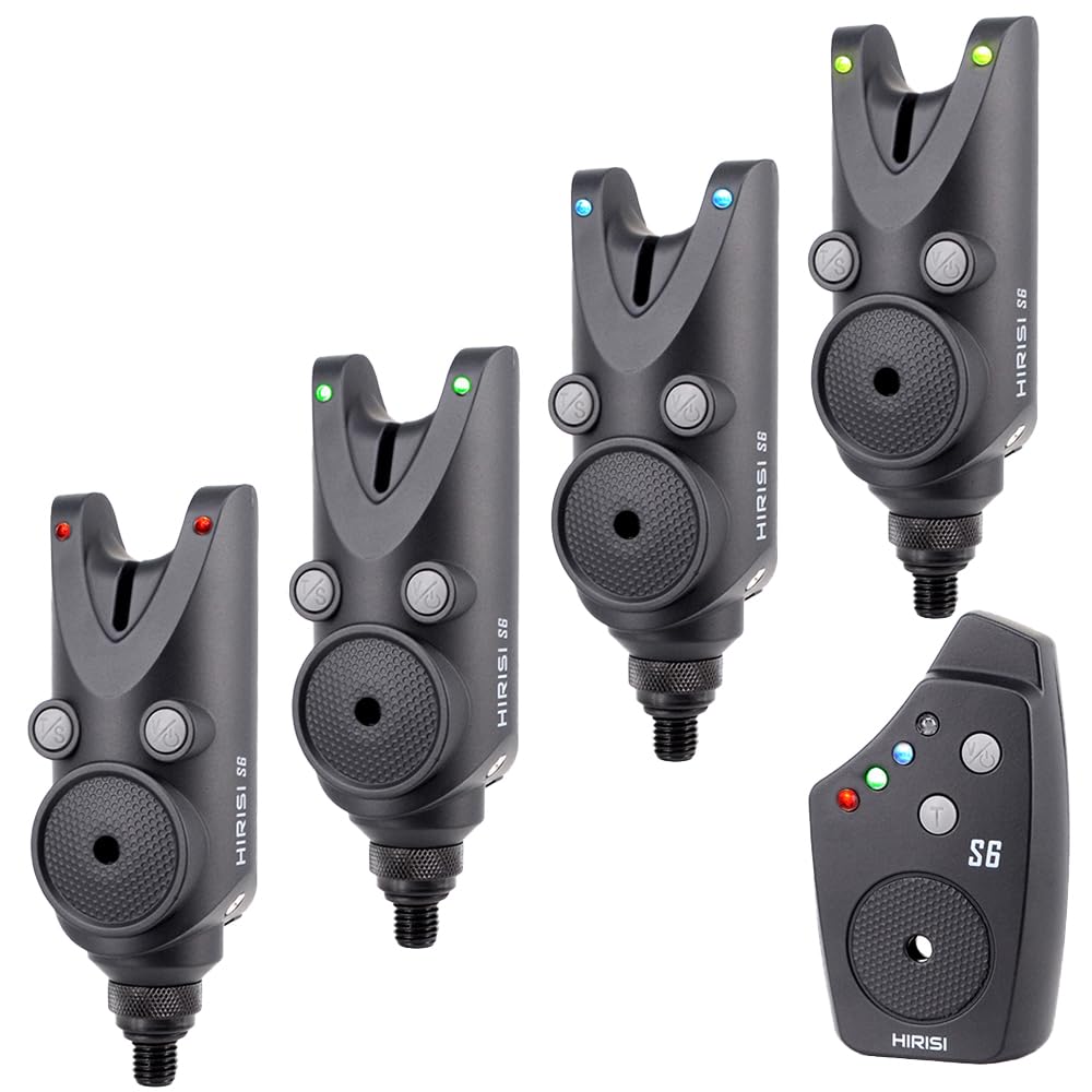 Hirisi Tackle Alarma de mordida de carpa inalámbrica impermeable con luces LED, ajuste de volumen ajustable y sensibilidad indicador de mordida con radio