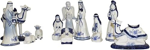 Miniatura 2 de Kurt S. Adler Kurt Adler 1.97 6.7 pulgadas Delft Blue - Juego de 11 piezas de Belén