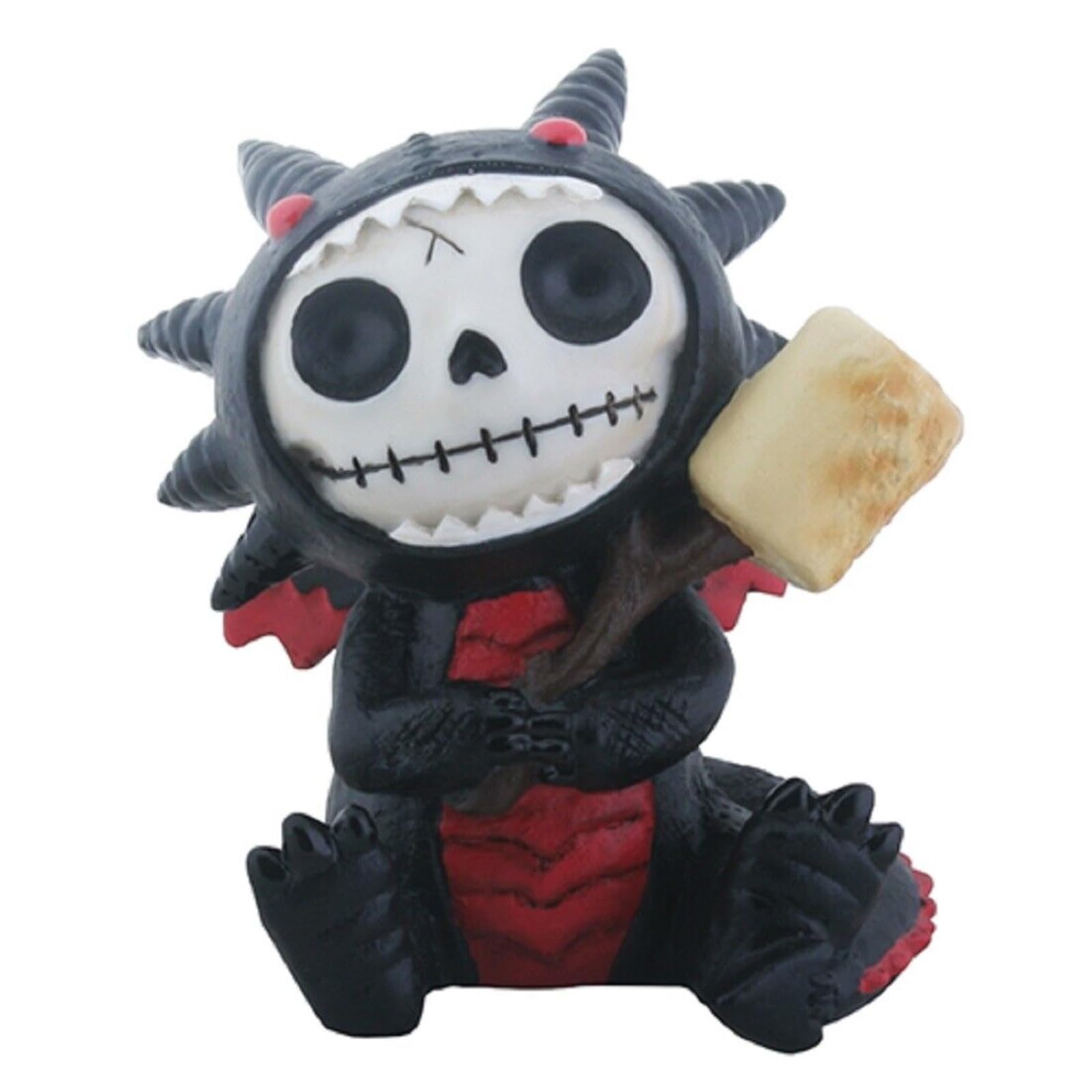 SUMMIT COLLECTION Furrybones Black Scorchie Skeleton in Dragon Costume with Marshmallow Figurine
