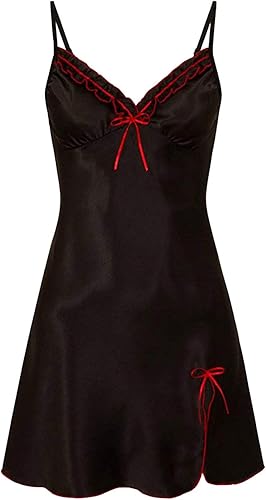 CofeeMO Conjunto de lencería sexy de encaje de seda para mujer, de color sólido, con abertura, conjunto de ropa interior para sexo travieso