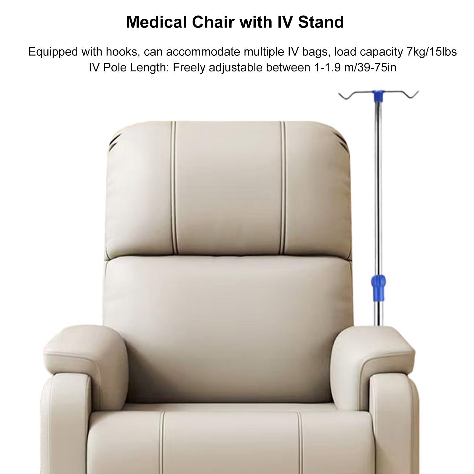 Krzesło Szpitalne do Pobierania Krwi z Uchwytem do Kroplówek, Ergonomiczne, w Pełni Rozkładane Krzesło z Wygodnym Siedziskiem Szpitali, Klinik, Udźwig 400 Kg(Orange)