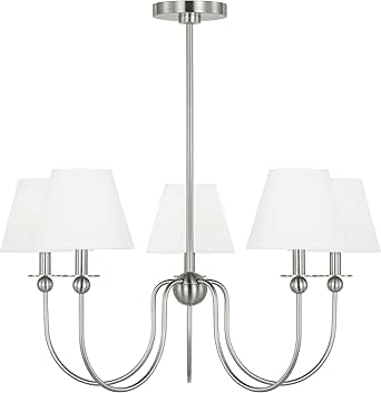 Scott Living 5-Light Elsay Transitional Chandelier Brushed Nickel DJC1255BS, Modern Chandelier for Dining Room and Kitchen Décor, Dining Room Light Fixture and Hanging Lamp for Charming Ceiling Décor