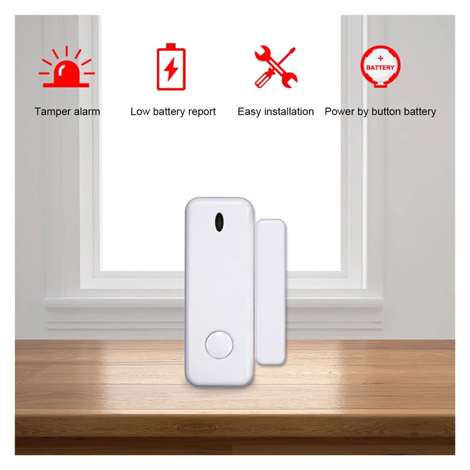 Sensor magnético de puerta, detector inalámbrico de ventanas for el hogar for de alarma, alertas de notificación de aplicaciones, seguridad familiar(6PCS)
