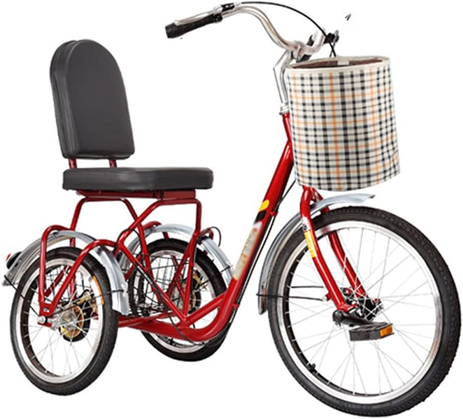 Adult Tricycle Three Wheel Bike Small Adult Bicycle 3Wheel+Seat Backrest Basket with Shopping Basket Comfort Bicycles Outdoor Sports for Seniors Cycling Pedalling