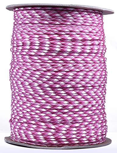 Bored Paracord - 1', 10', 25', 50', 100' Hanks & 250', 1000' Spools of Parachute 550 Cord Type III 7 Strand Paracord Well Over 300 Colors - Breast Cancer Awareness - 250 Foot Spool