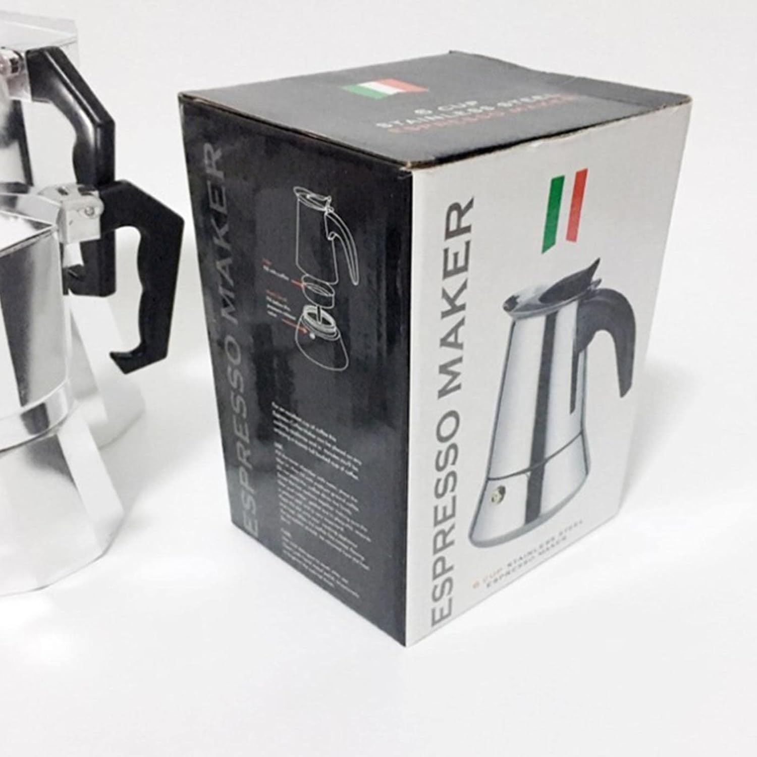 Stovetop Espresso Maker,Moka Pot, 12 Cups Italian Coffee Maker,Stainless Steel Portable Cafe Percolator Maker Coffee Pot (12 cups)