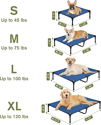 Miniatura 3 de Cama elevada de enfriamiento mediano para perros, camas elevadas para mascotas al aire libre para perros medianos con malla transpirable, hamaca