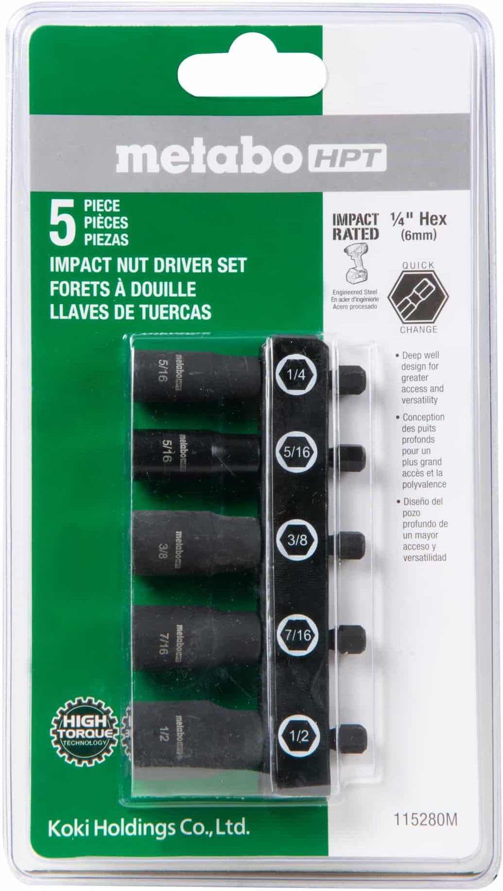 115280M 5 Piece Impact Nut Driver Set