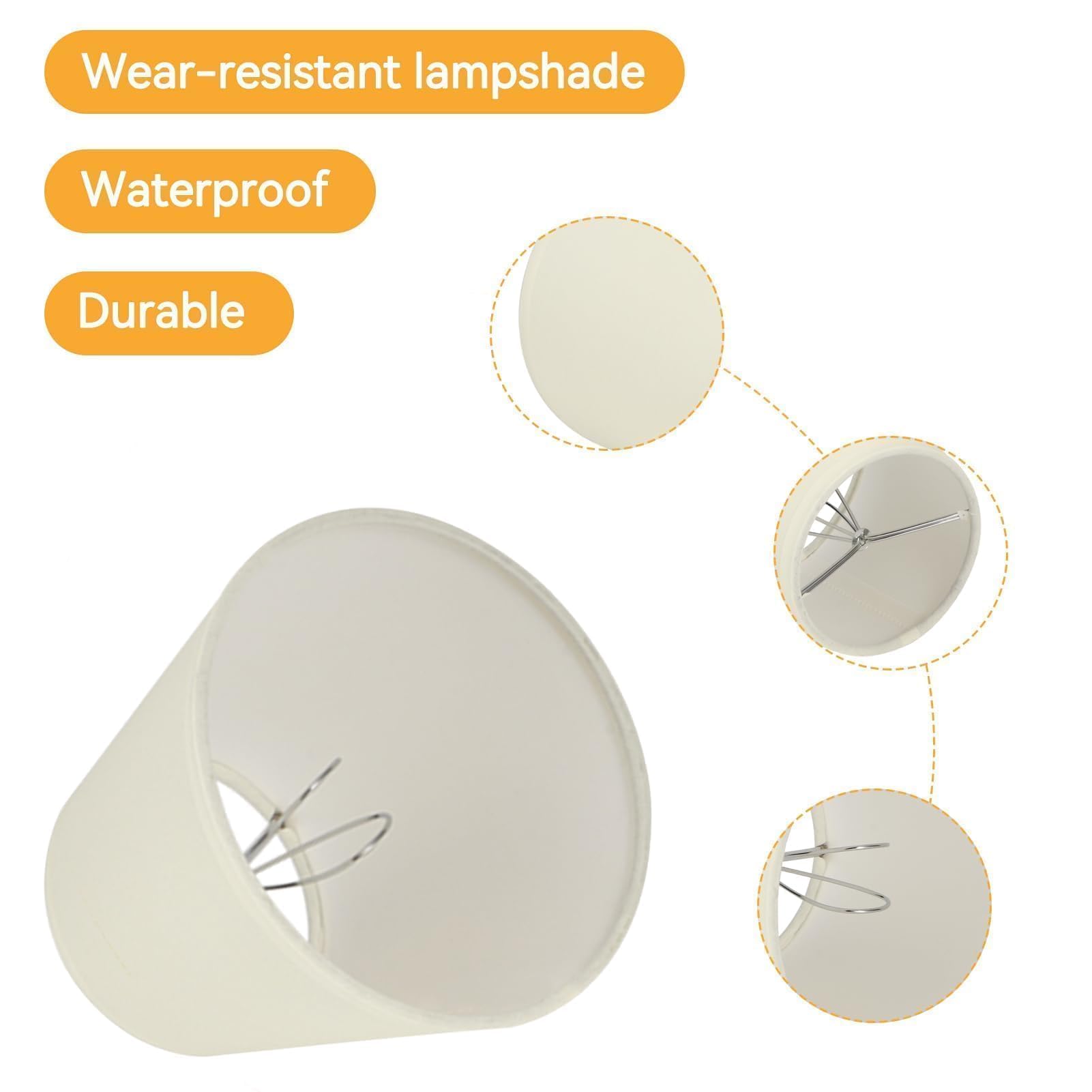 HERCHR Set di 6 Lampadario Paralumi Moderna Coprilampada, Colore crema Paralume in Tessuto per Candela Lampadario Lampada da Parete, paralumi da comodino E14 da parete, ricambio paralume piccolo