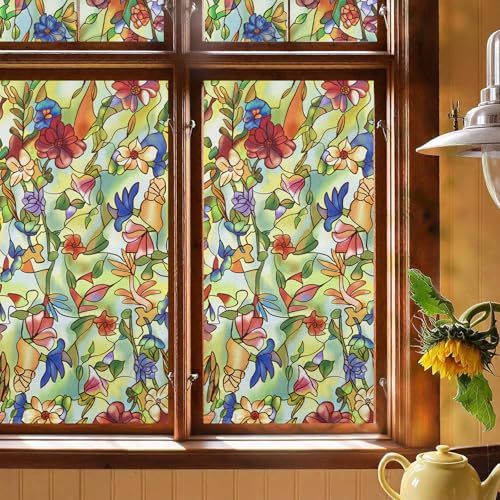 Vinilo decorativo para ventana con diseño floral 80x200 cm miniatura 3